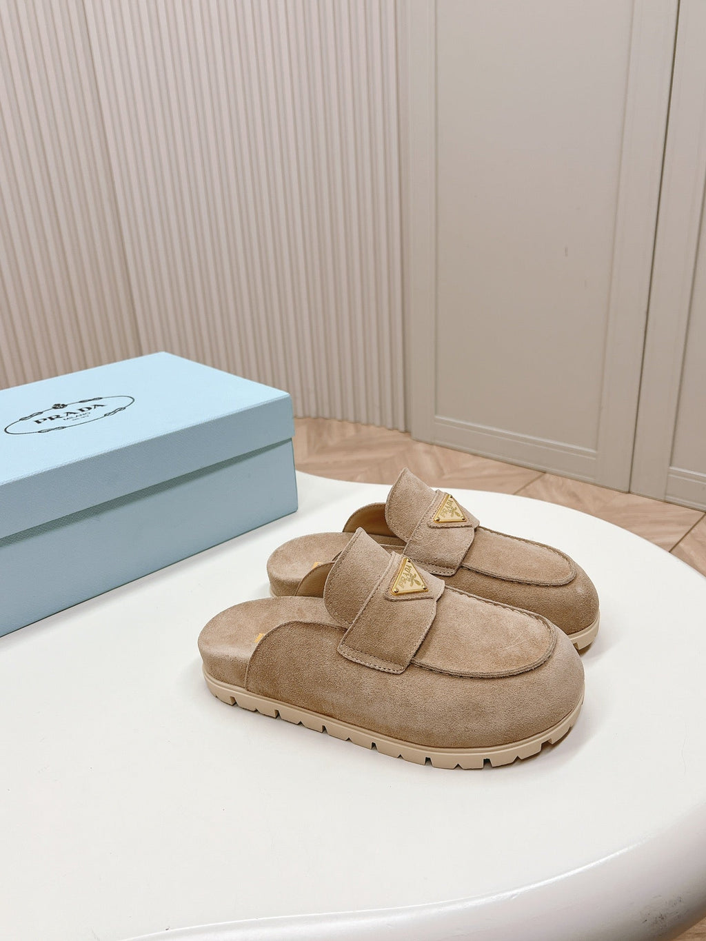 PRA SABOTS MULES LIGHT BROWN SUEDE