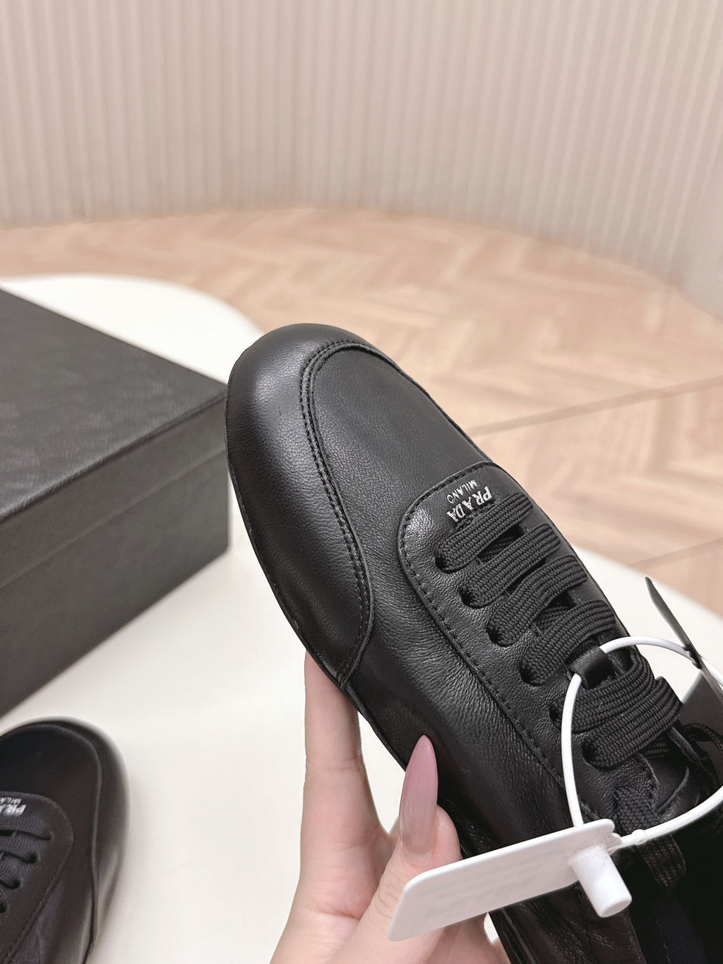 PRADA 26S MARY JANE SHOES IN BLACK CALFSKIN