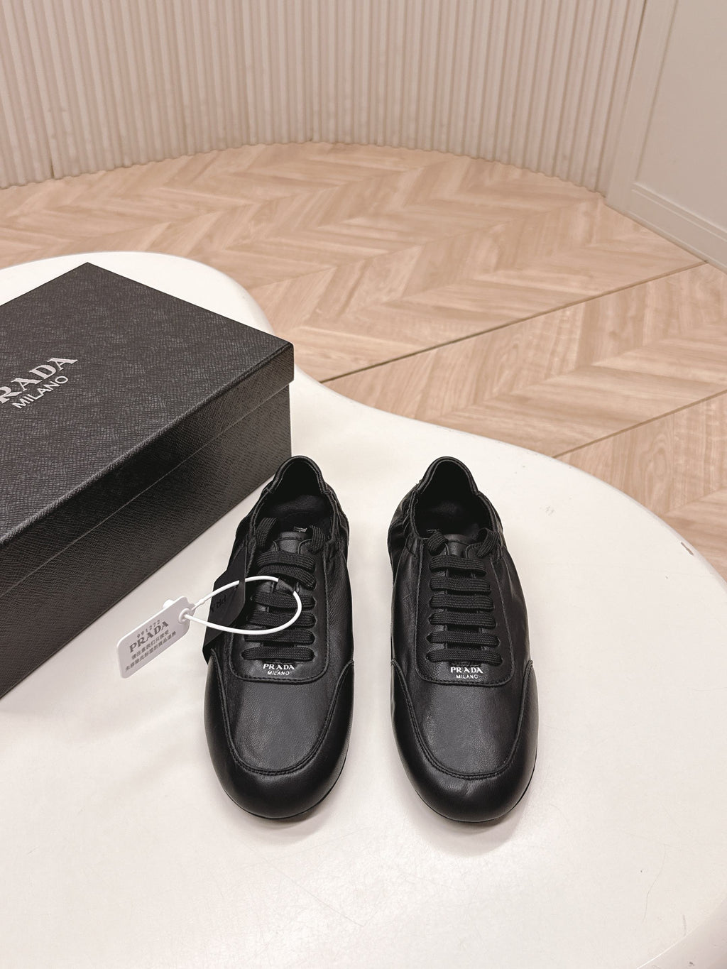 PRADA 26S MARY JANE SHOES IN BLACK CALFSKIN