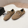 PRADA 26S LACE UP MINIMAL SNEAKERS IN BROWN CANVAS