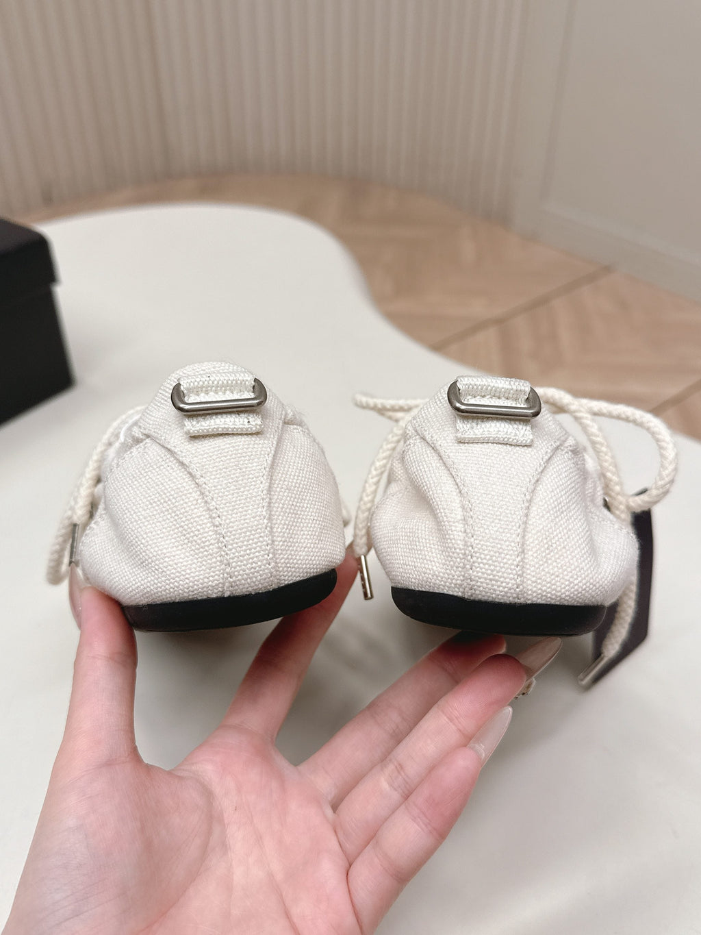 PRADA 26S LACE UP MINIMAL SNEAKERS IN WHITE CANVAS