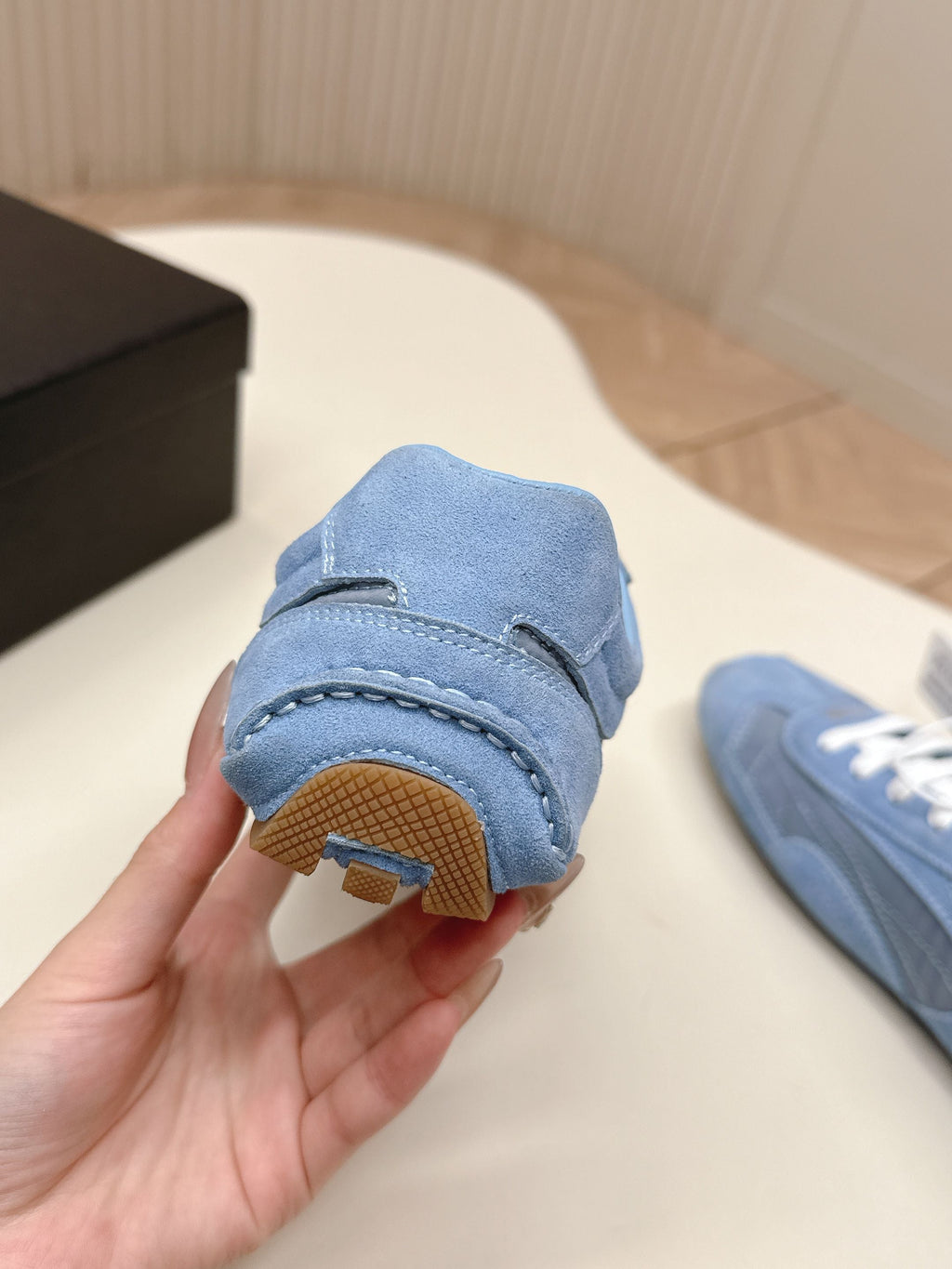 PRADA 26S SNEAKERS IN BLUE QUILTED NYLON AND SUEDE
