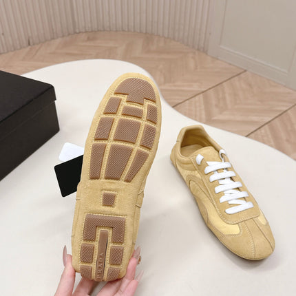 PRADA 26S SNEAKERS IN YELLOW QUILTED NYLON AND SUEDE