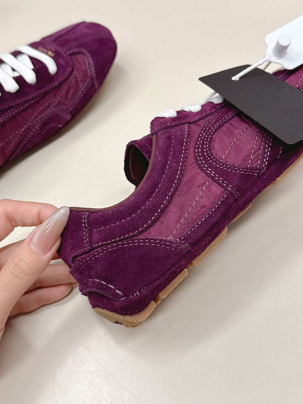 PRADA 26S CLASSIC SNEAKERS IN BURGUNDY RED SUEDE
