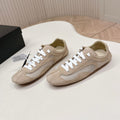 PRADA 26S CLASSIC SNEAKERS IN BEIGE SUEDE AND MESH