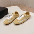 PRADA 26S CLASSIC SNEAKERS IN YELLOW SAND SUEDE AND MESH