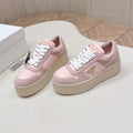 PRADA 26S PLATFORM SNEAKERS 50MM IN PINK SUEDE