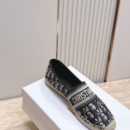 DIOR 26S GRANVILLE ESPADRILLE IN DEEP BLUE DIOR OBLIQUE EMBROIDERED COTTON