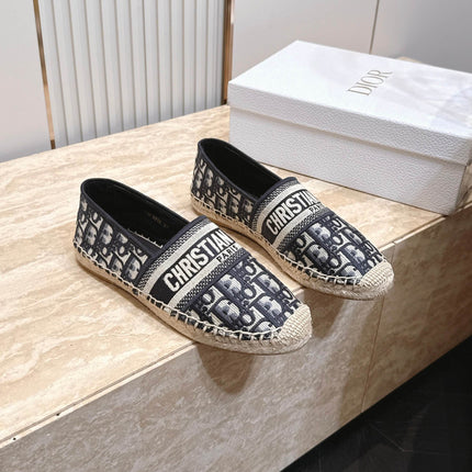 DIOR 26S GRANVILLE ESPADRILLE IN DEEP BLUE DIOR OBLIQUE EMBROIDERED COTTON