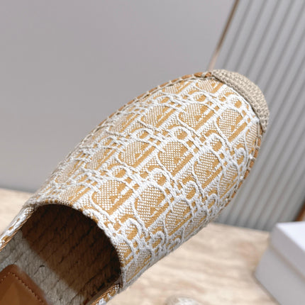 DIOR 26S SIROCO ESPADRILLE IN BEIGE AND WHITE DIOR OBLIQUE CANVAS