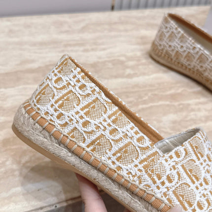 DIOR 26S SIROCO ESPADRILLE IN BEIGE AND WHITE DIOR OBLIQUE CANVAS