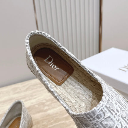 DIOR 26S SIROCO ESPADRILLE IN GREY AND WHITE DIOR OBLIQUE CANVAS