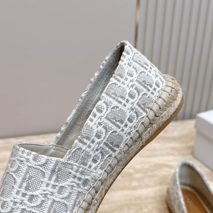 DIOR 26S SIROCO ESPADRILLE IN GREY AND WHITE DIOR OBLIQUE CANVAS