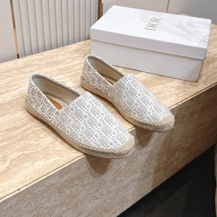 DIOR 26S SIROCO ESPADRILLE IN GREY AND WHITE DIOR OBLIQUE CANVAS
