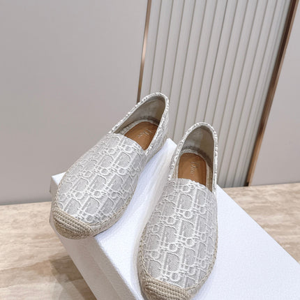 DIOR 26S SIROCO ESPADRILLE IN GREY AND WHITE DIOR OBLIQUE CANVAS