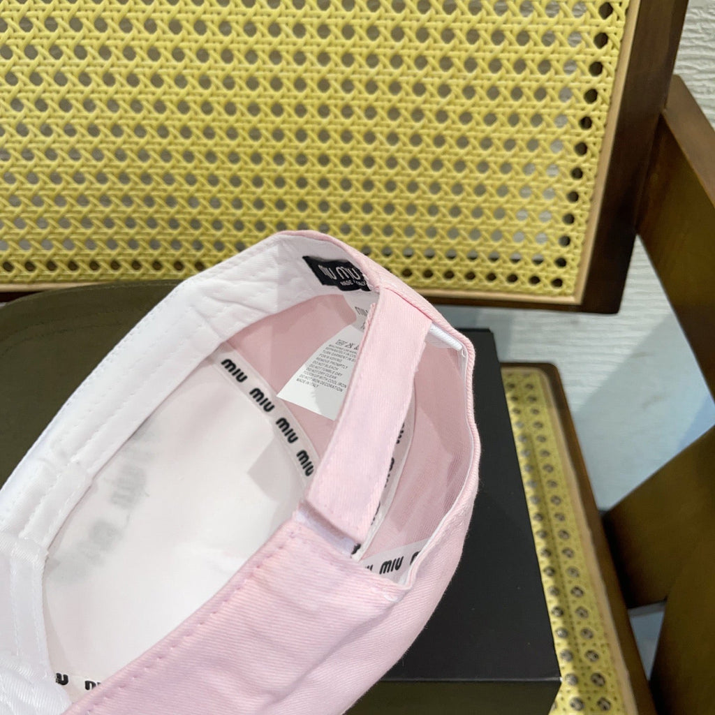 MIUMIU BASEBALL CAP IN SHAMPOO PINK FABRIC WITH LOGO EMBROIDERY