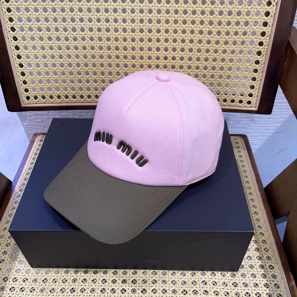 MIUMIU BASEBALL CAP IN SHAMPOO PINK FABRIC WITH LOGO EMBROIDERY