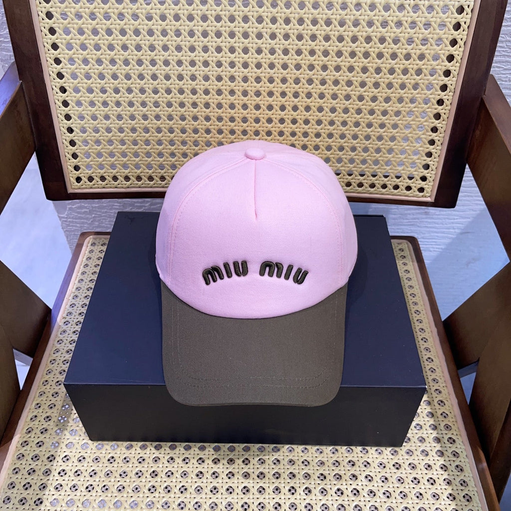 MIUMIU BASEBALL CAP IN SHAMPOO PINK FABRIC WITH LOGO EMBROIDERY