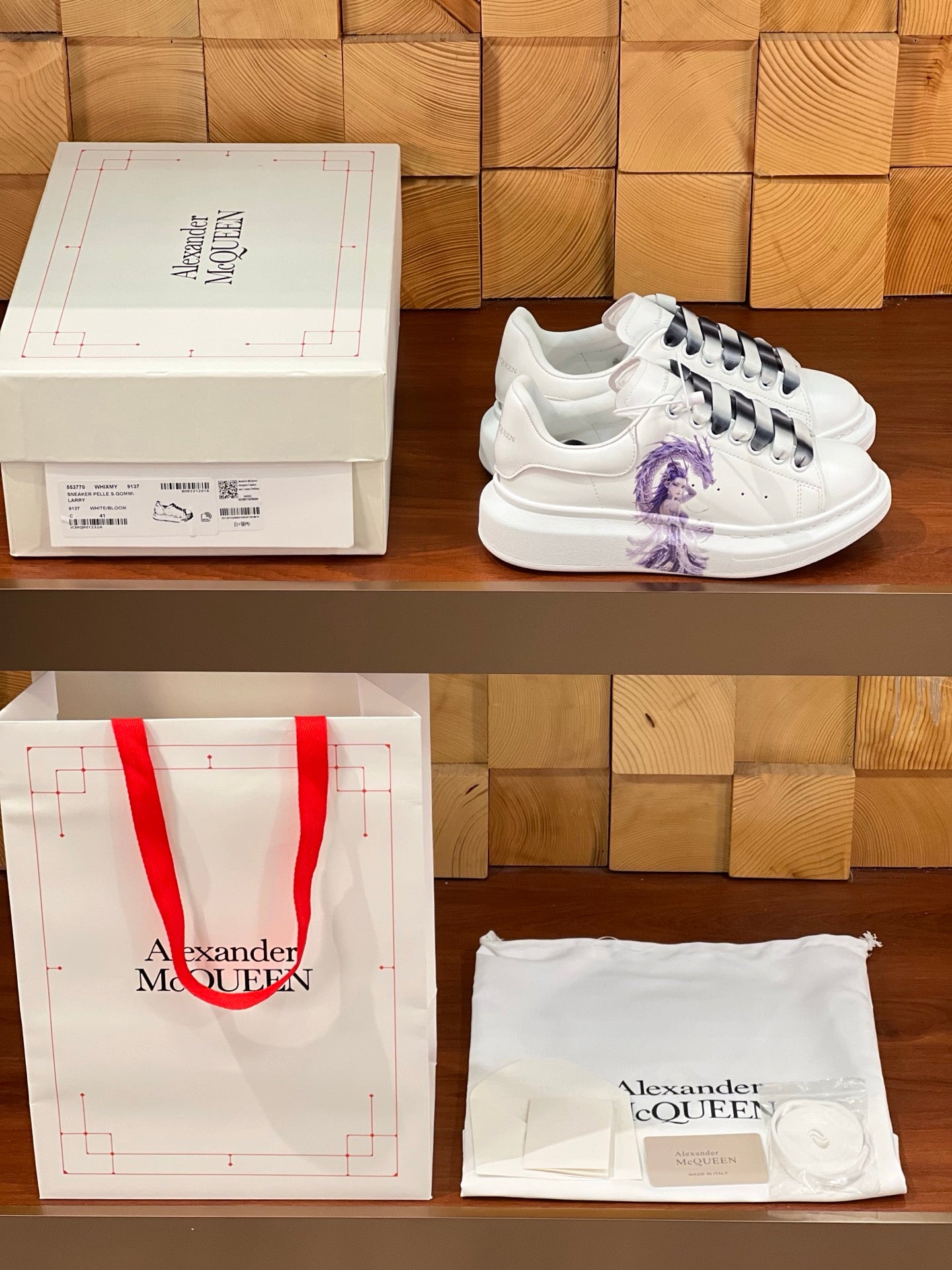 OVERSIZED SNEAKERS IN WHITE CALFSKIN MYTHIC PRINT