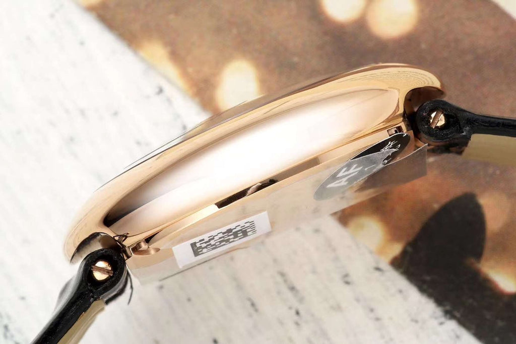 BALLON BLANC DE CARTIER WATCH GOLD CASE WITH BLACK CALFSKIN