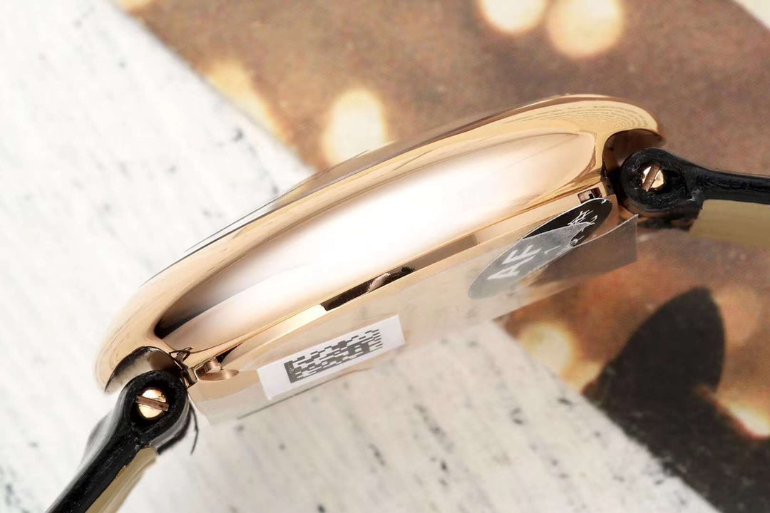 BALLON BLANC DE CARTIER WATCH GOLD CASE WITH BLACK CALFSKIN