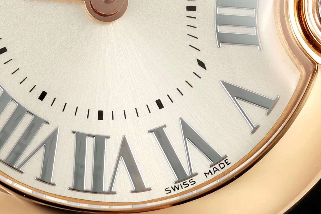 BALLON BLANC DE CARTIER WATCH GOLD CASE WITH BLACK CALFSKIN