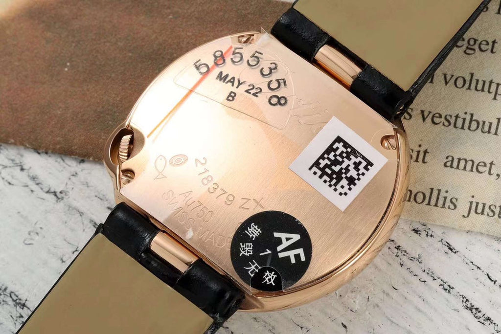 BALLON BLANC DE CARTIER WATCH GOLD CASE WITH BLACK CALFSKIN