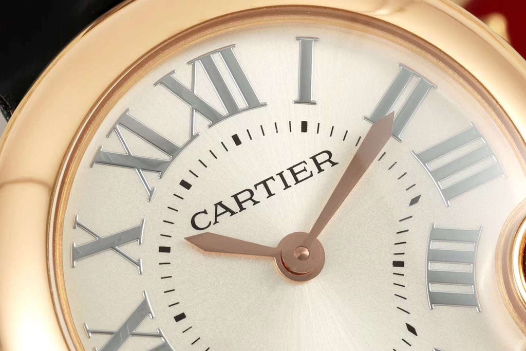 BALLON BLANC DE CARTIER WATCH GOLD CASE WITH BLACK CALFSKIN