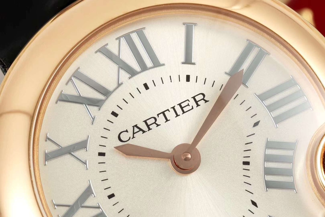 BALLON BLANC DE CARTIER WATCH GOLD CASE WITH BLACK CALFSKIN