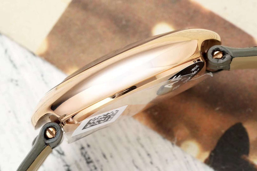 BALLON BLANC DE CARTIER WATCH GOLD CASE WITH WARM GRAY CALFSKIN