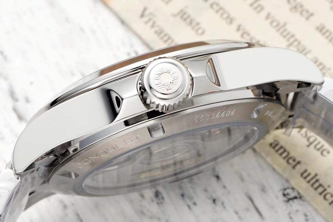CONQUEST WATCH SILVER CASE WITH COIN GRAY DIAL