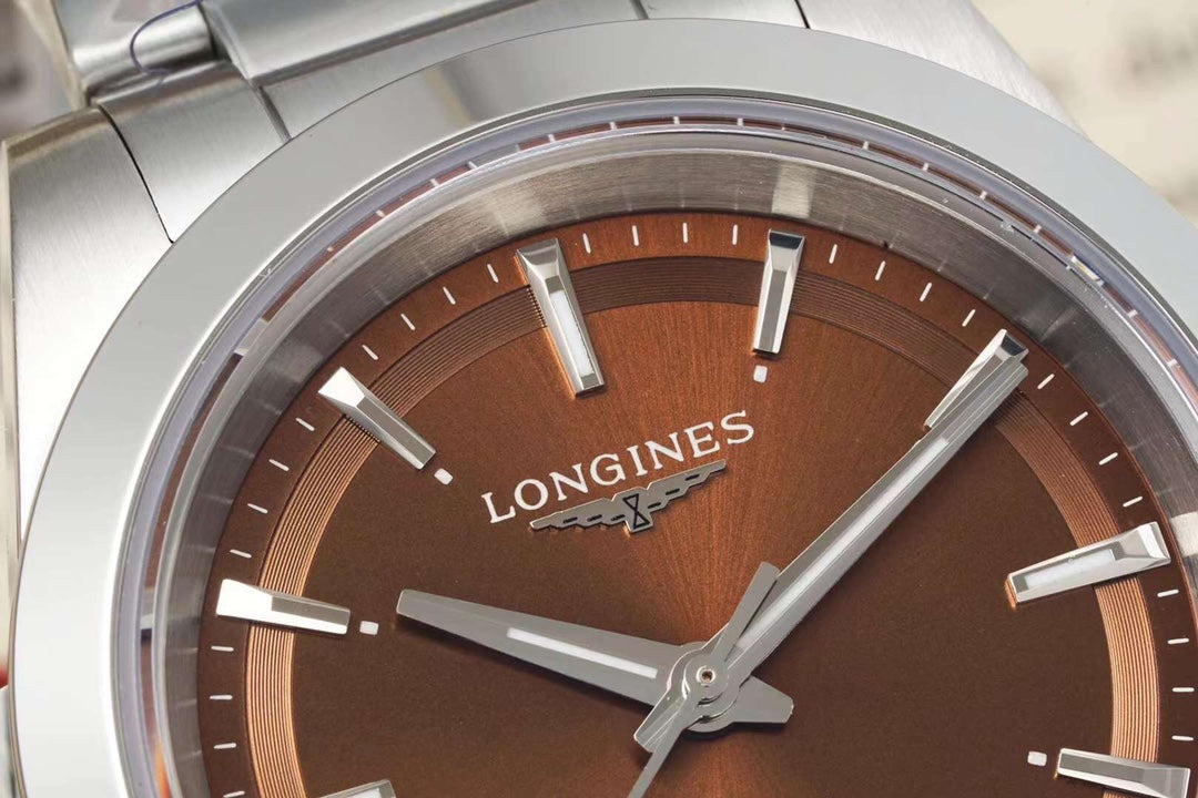 CONQUEST WATCH SILVER CASE WITH CHOCOLATE BROWN DIAL