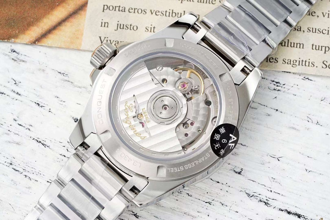 CONQUEST WATCH SILVER CASE WITH NAVY BLUE DIAL