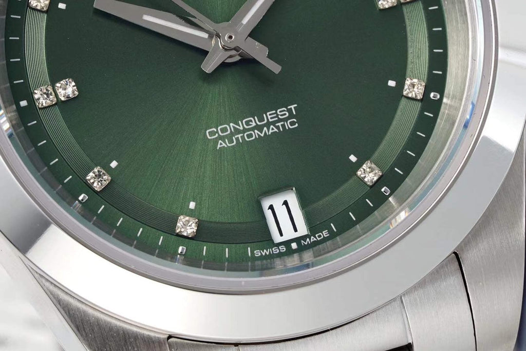 CONQUEST WATCH SILVER CASE WITH JUNGLE GREEN DIAL