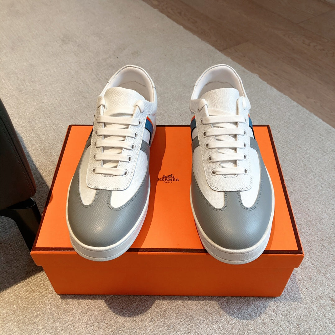 HM BOOMERANG SNEAKER MULTI WHITE AND GRAY CALFSKIN