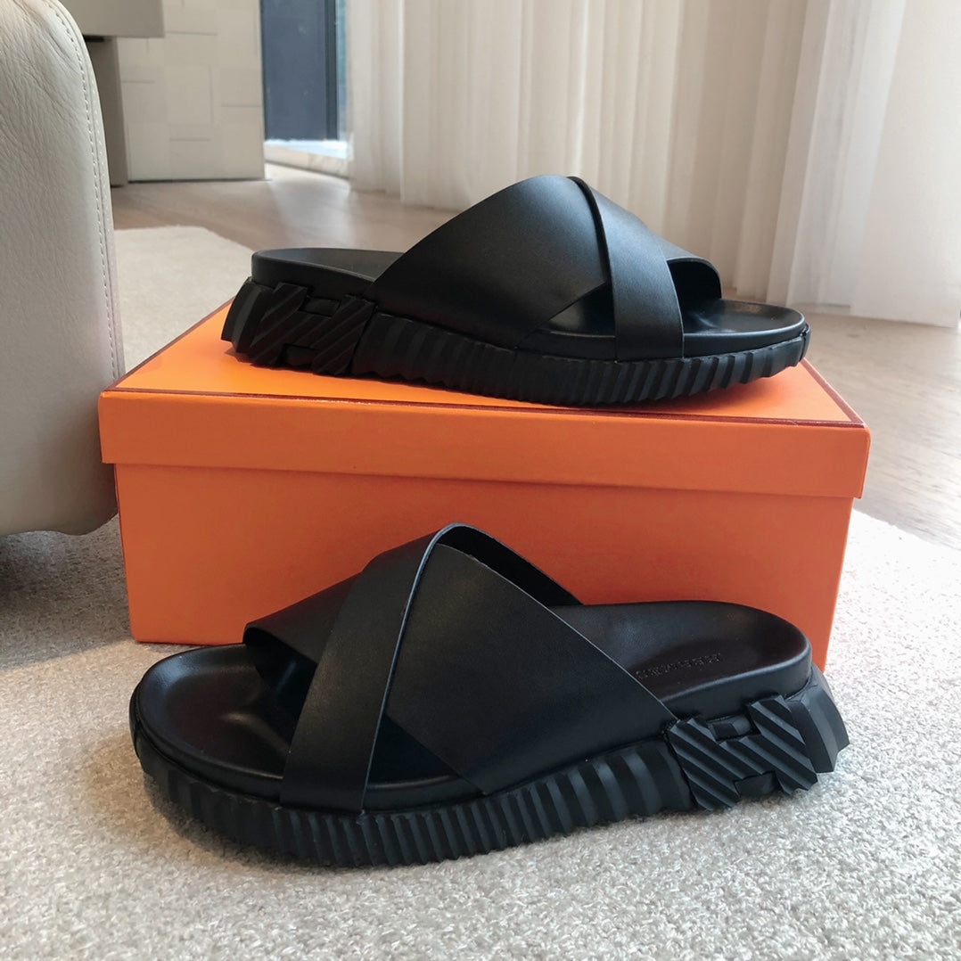 HM INFRA SANDAL BLACK CALFSKIN