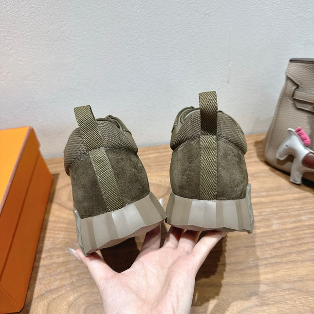 HM 26S SNEAKERS IN MOSS GREEN FABRIC AND SUEDE