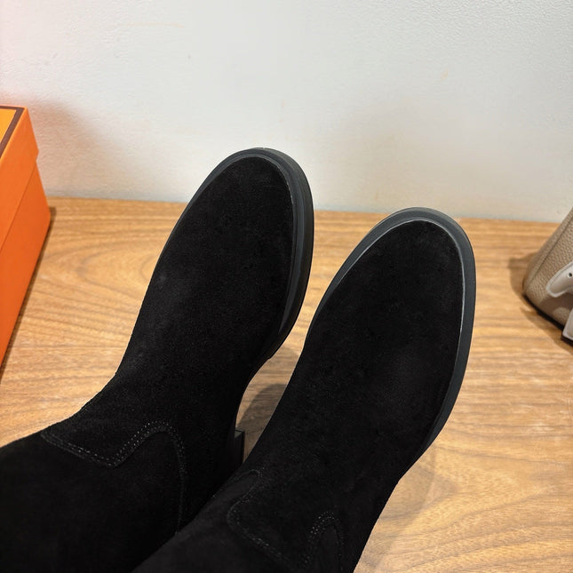 HM 26S HIGH KNEE BOOTS IN BLACK SUEDE