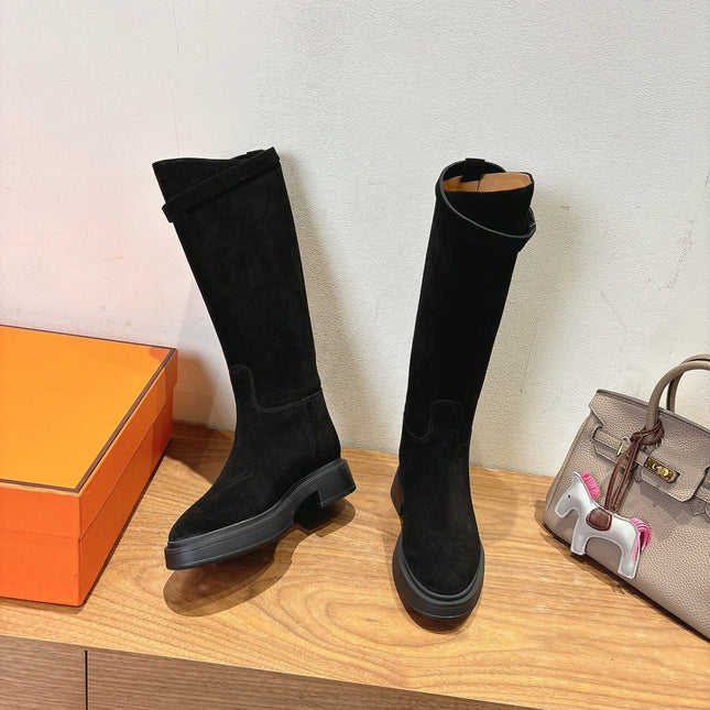 HM 26S HIGH KNEE BOOTS IN BLACK SUEDE