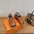 HM 26S ELDA 60 SANDAL IN CARAMEL BROWN CALFSKIN SILVER HARDWARE