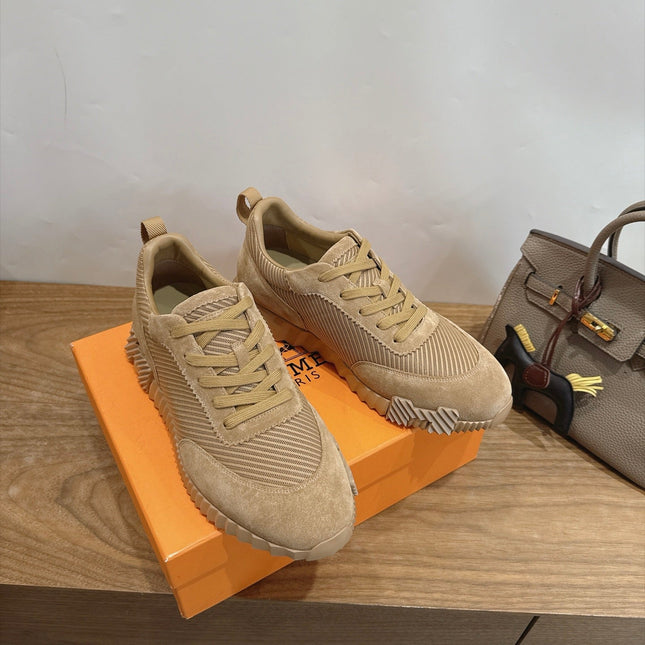 HM 26S BOUNCE SNEAKERS IN WARM BEIGE SUEDE AND FABRIC