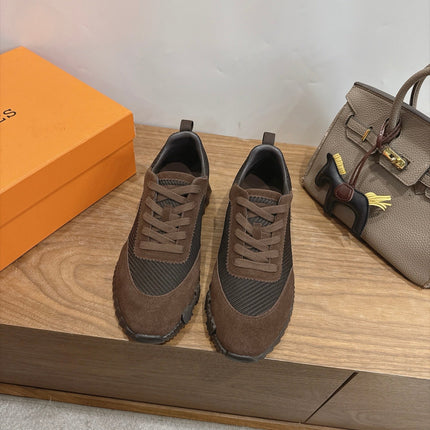 HM 26S BOUNCE SNEAKERS IN DARK BROWN SUEDE AND FABRIC