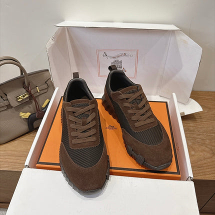 HM 26S BOUNCE SNEAKERS IN DARK BROWN SUEDE AND FABRIC