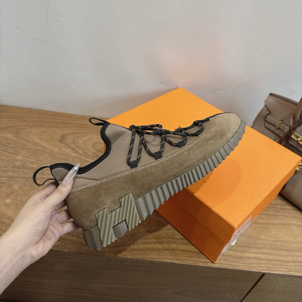 HM 26S BICOASTAL SNEAKERS IN GREYISH BEIGE SUEDE AND FABRIC