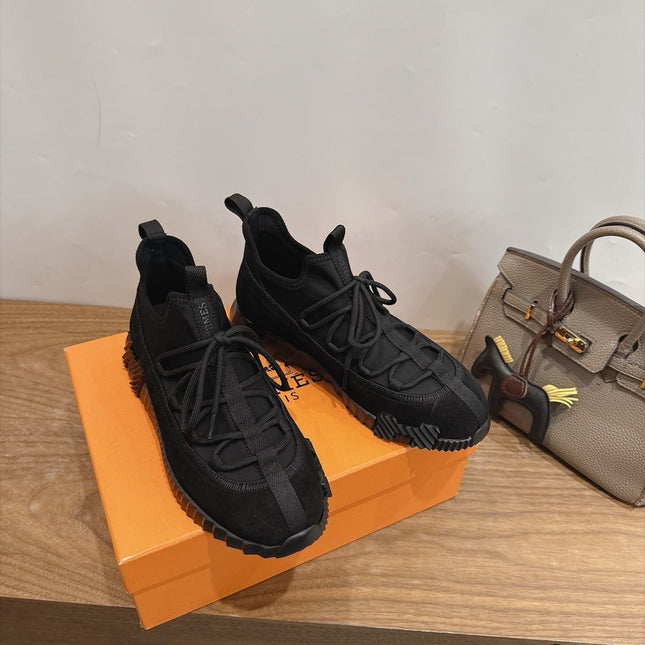 HM 26S BICOASTAL SNEAKERS IN BLACK SUEDE AND FABRIC