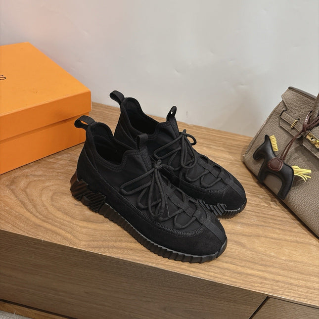 HM 26S BICOASTAL SNEAKERS IN BLACK SUEDE AND FABRIC