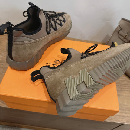 HM 26S BICOASTAL SNEAKERS IN GREYISH BEIGE SUEDE AND FABRIC