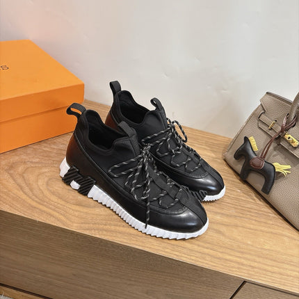 HM 26S BICOASTAL SNEAKERS IN BLACK CALFSKIN AND FABRIC