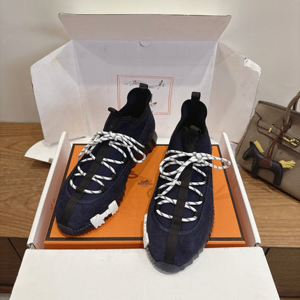 HM 26S BICOASTAL SNEAKERS IN NAVY BLUE SUEDE AND FABRIC
