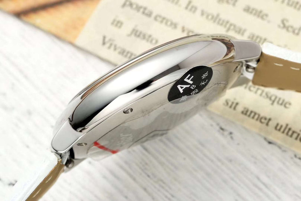 BALLON BLEU DE CARTIER 33 MM WATCH SILVER CASE WITH WHITE LEATHER STRAP